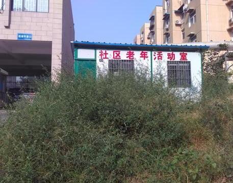 郑州老年社区活动中心荒废 门口杂草一人多高