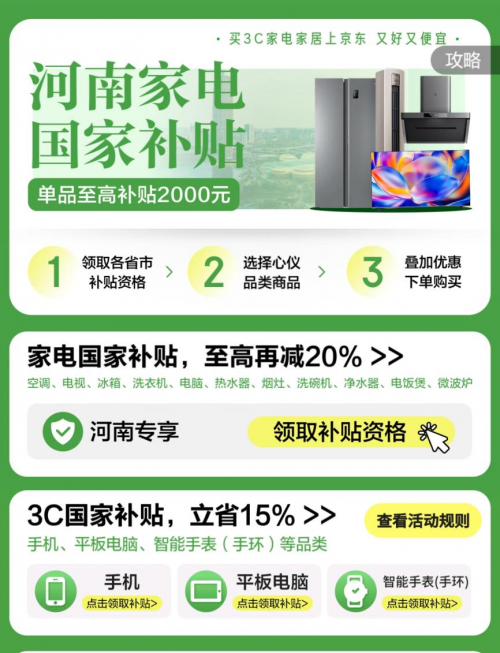 赶大集领好礼 享国补购好物 河南消费者来京东换新3C数码与家电家居5折起